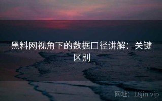 黑料网视角下的数据口径讲解：关键区别