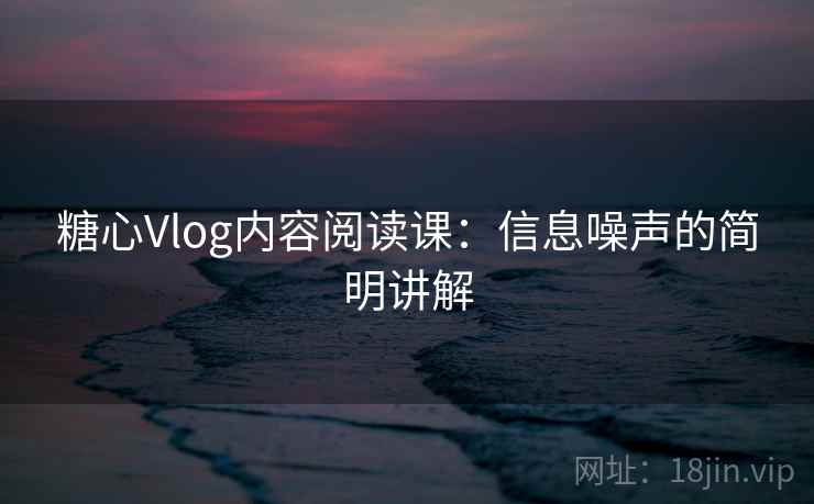 糖心Vlog内容阅读课:信息噪声的简明讲解 糖心Vlog内容阅读课:信息噪声的简明讲解
