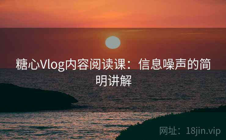 糖心Vlog内容阅读课:信息噪声的简明讲解 糖心Vlog内容阅读课:信息噪声的简明讲解